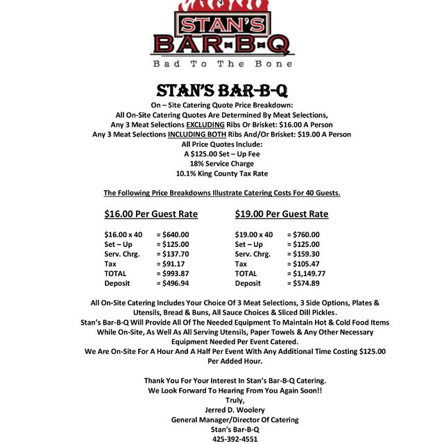 Stan's BarBQ Best BBQ in Issaquah