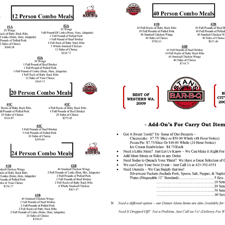 Stan's BarBQ Best BBQ in Issaquah