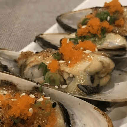 Baked Green Mussels.