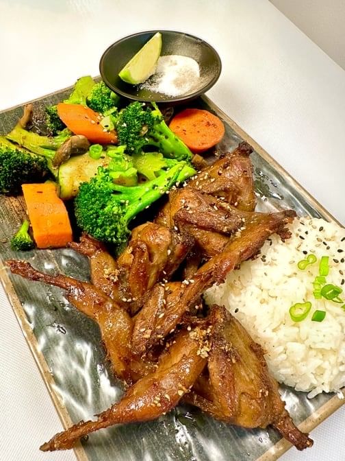 Grilled Quail Dinner.