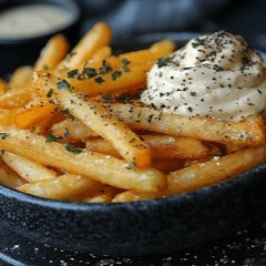Truffle fries with Shaved Asiago.