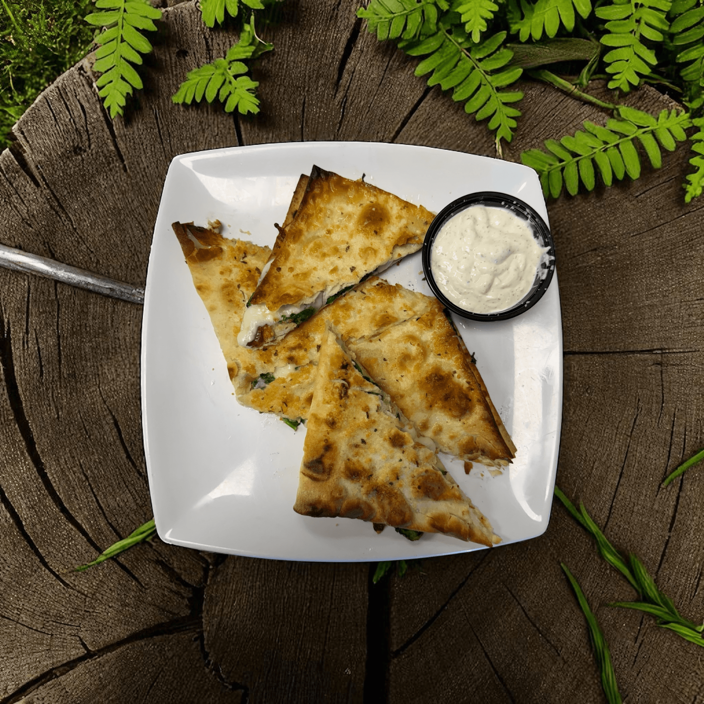 Four Cheese Spinach Quesadilla.