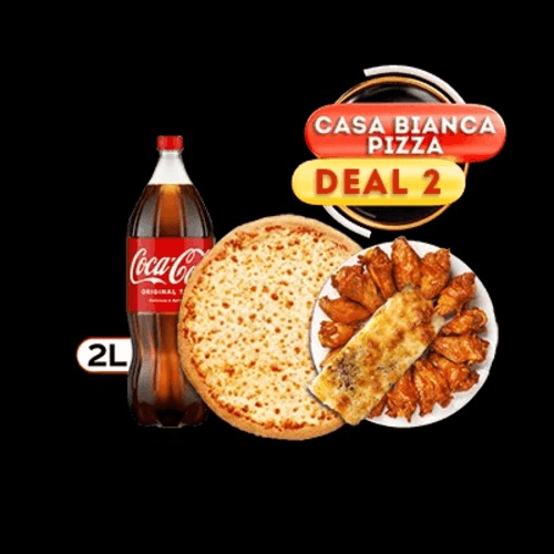 Large Cheese Pizza, 10 Wings, Garlic Bread w/ Cheese & 2 lt Soda.