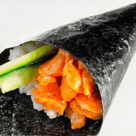 Spicy Salmon Handroll.