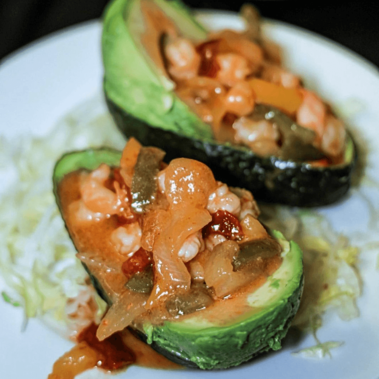 Stuffed Avocado Shrimp.