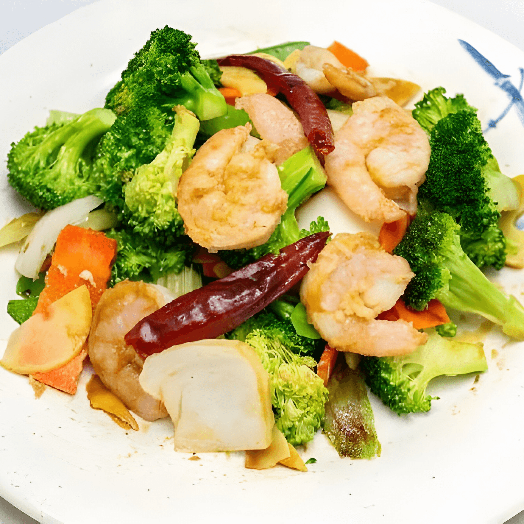 Shrimp with garlic sauce.