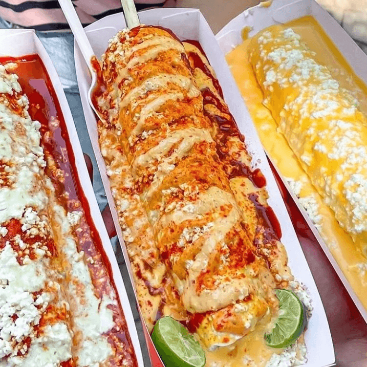 Elote Super Loco Con Queso Nachos, Chamoy, Mayo-Ketchup y Queso Cotija.