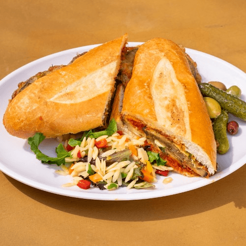 Sicilian Style Eggplant Sandwich.