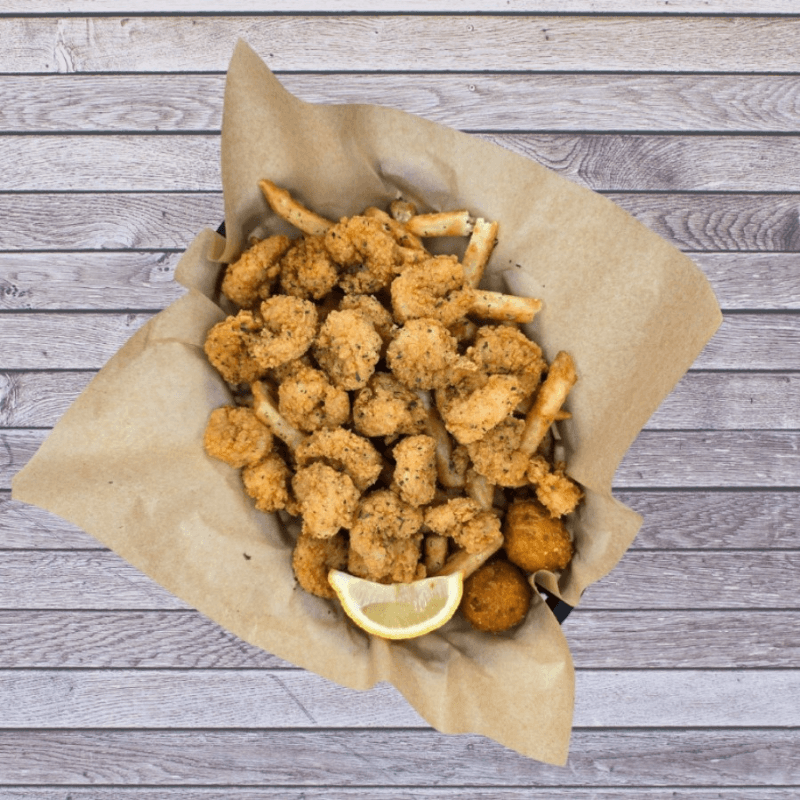 Popcorn shrimp basket.