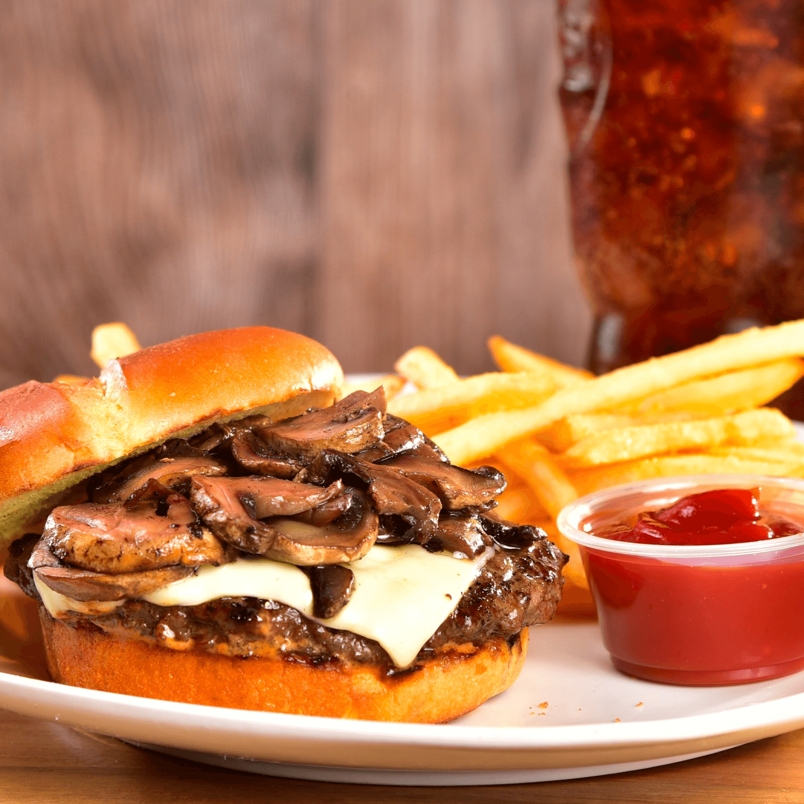 7. Mushroom Swiss Burger Meal.