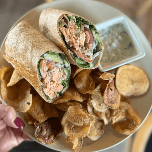 Caesar Salmon Wrap.
