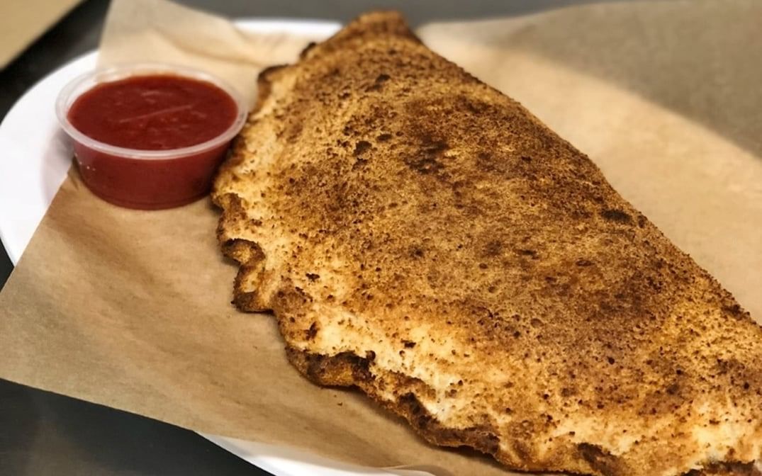 Chicken Alfredo Calzone.