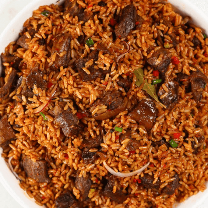 Ghana Jollof Rice W/ Beef.