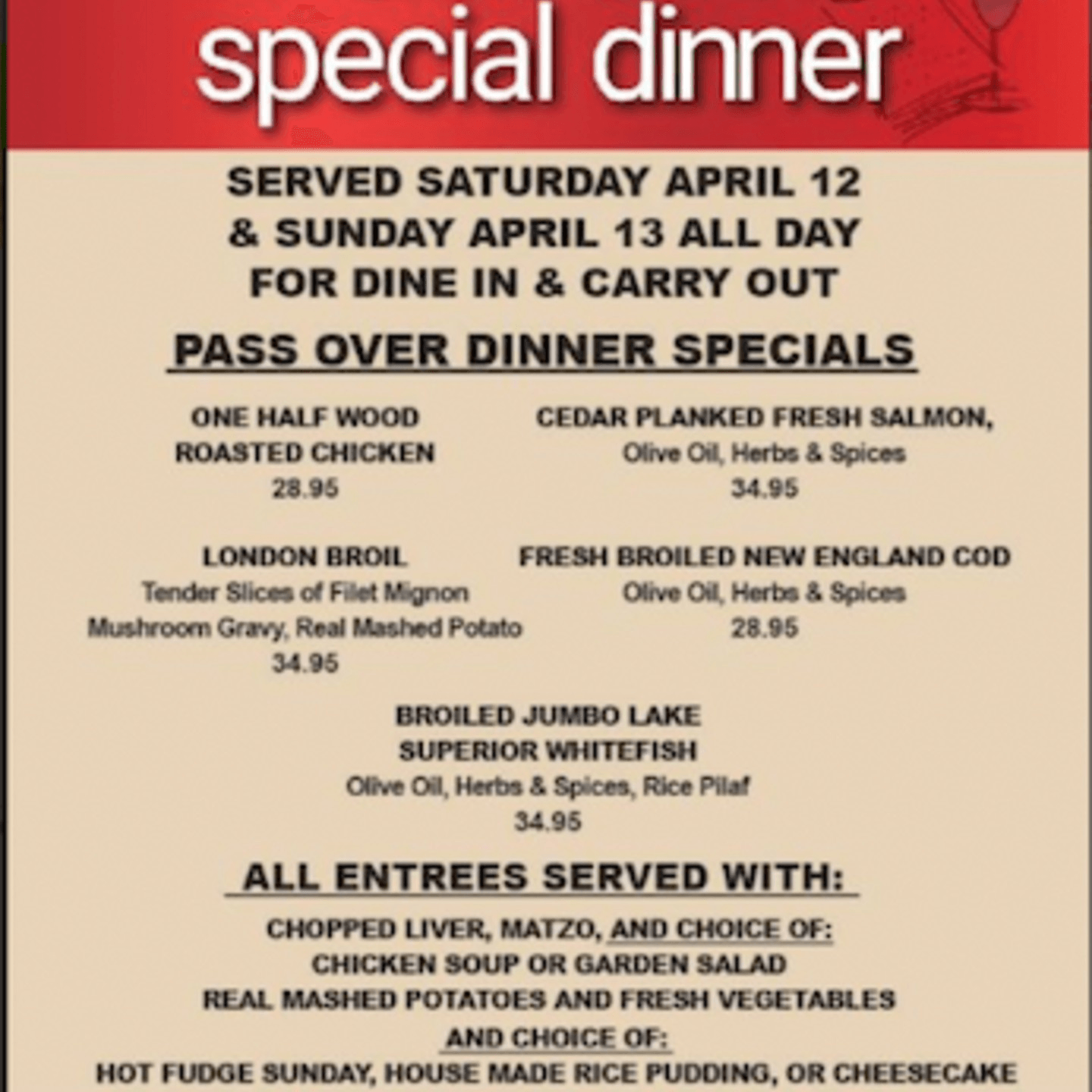 Passover Special Dinner