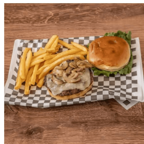 Mushroom Swiss Burger.