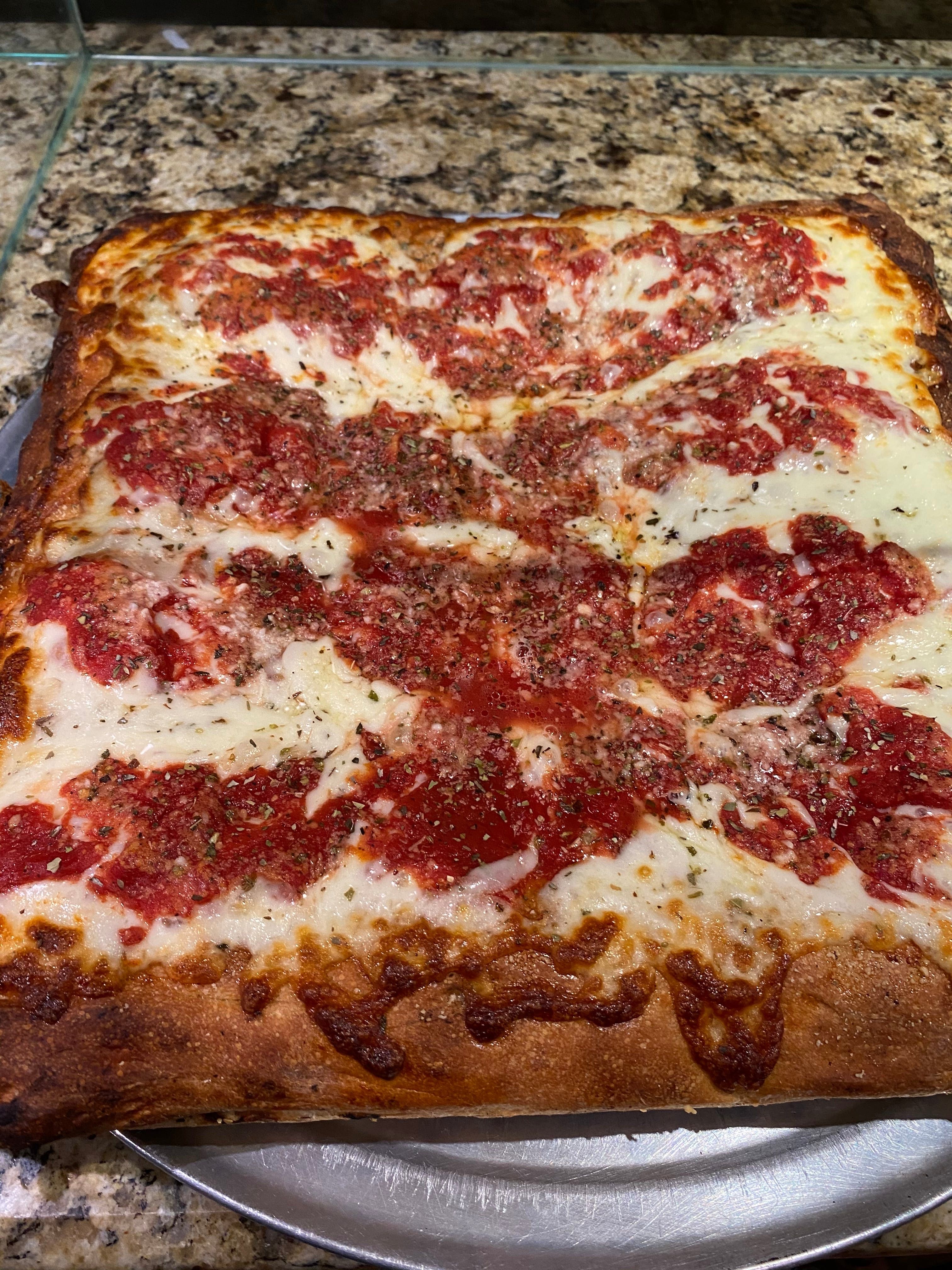 Sicilian Cheese Pizza.