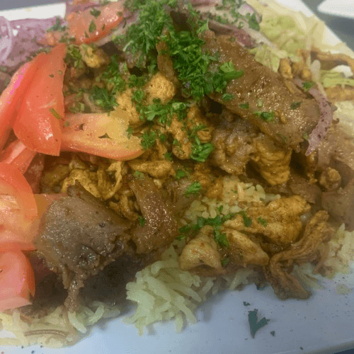 Lamb and Beef or Chicken over Rice.