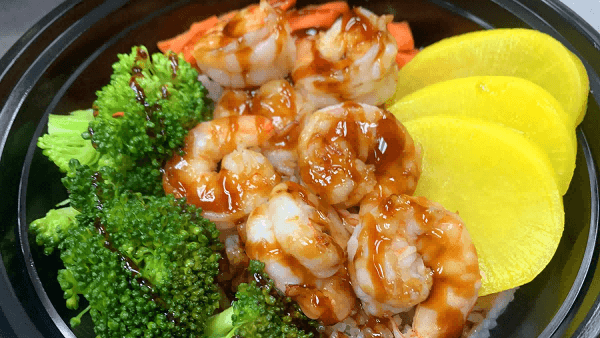 Jumbo Shrimp with Teriyaki Sauce Bowl.