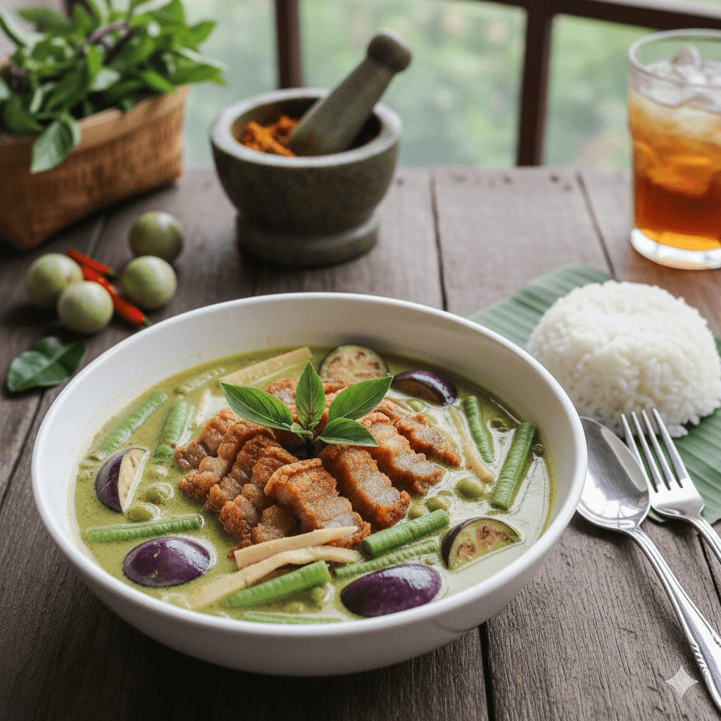 Green Curry with Crispy Pork.