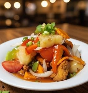 Sweet and Sour with Deep Fried Chicken.