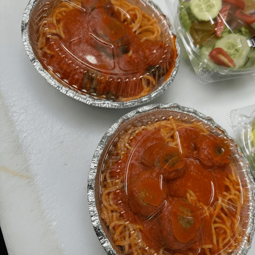 Spaghetti with topping of choice.