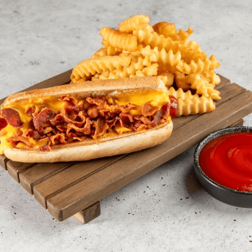 Bacon Cheddar Hot Dog.