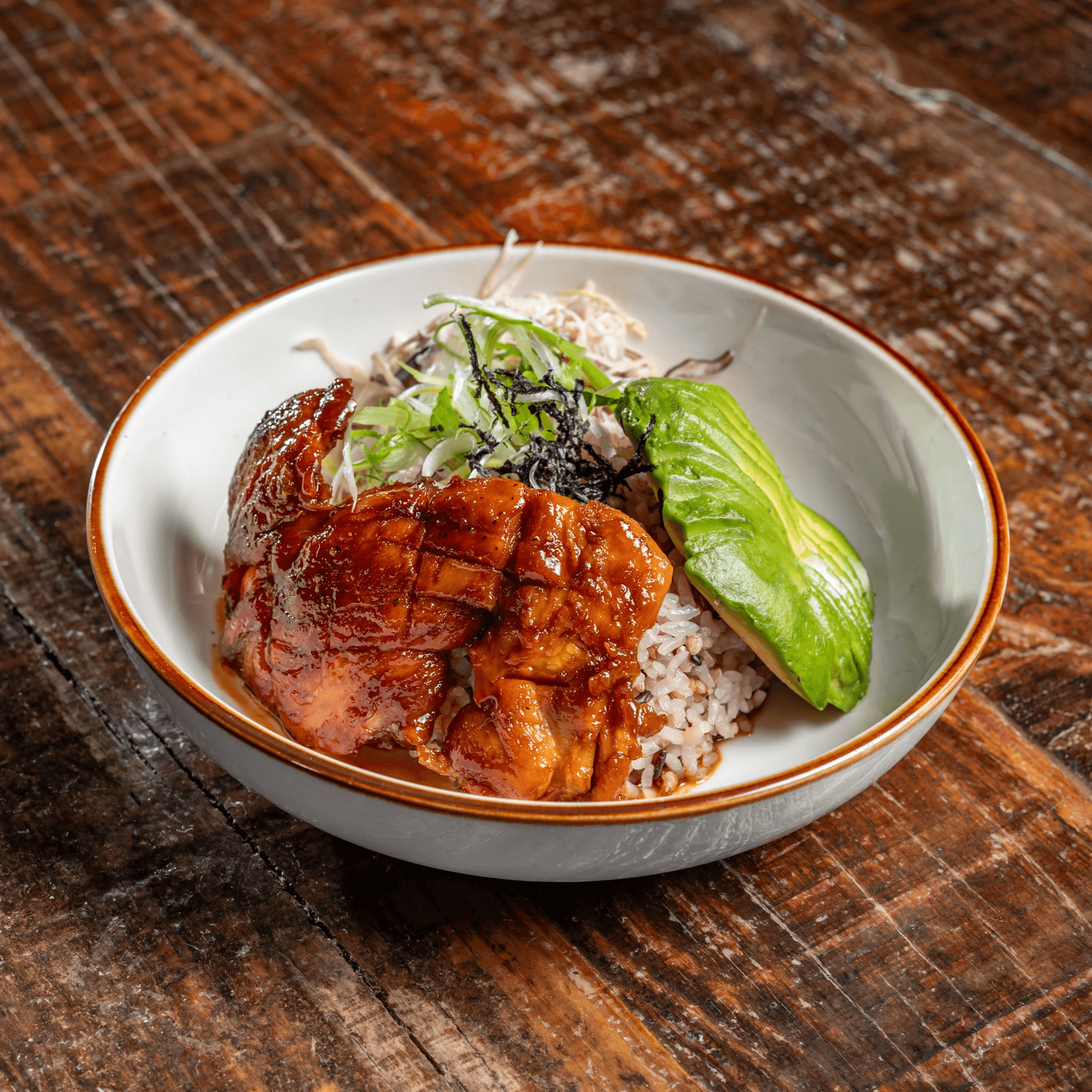Teriyaki chicken rice bowl.