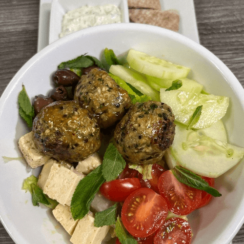 Greek vegan Meatball salad
