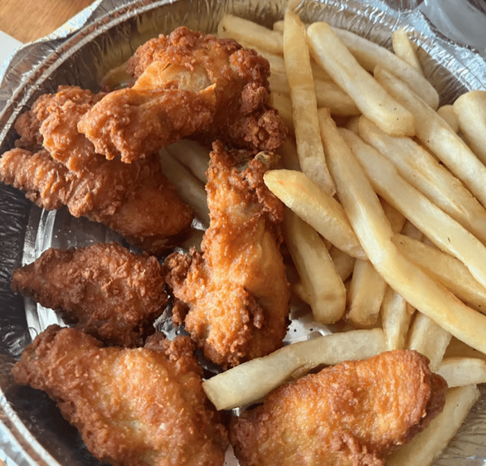 BBQ Wings with Fries.