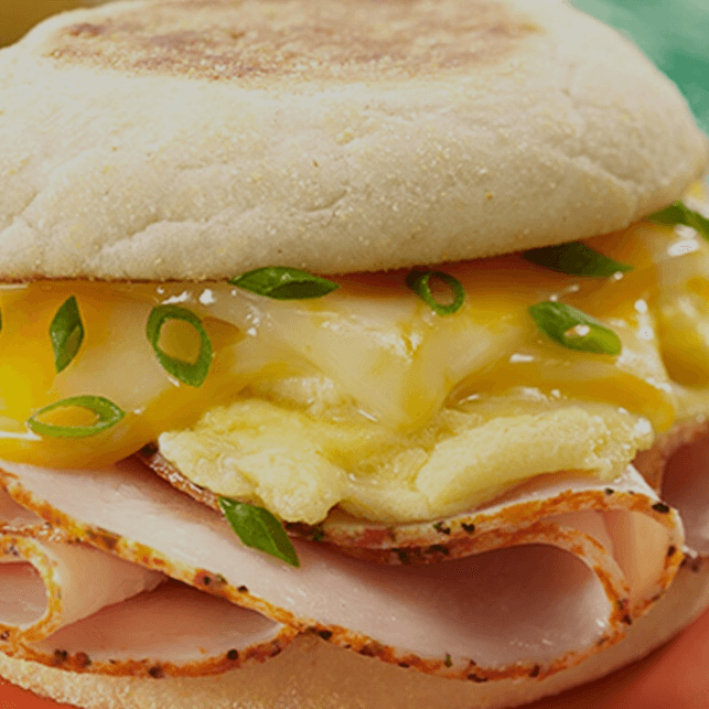 Turkey, Egg, & Cheese Sandwich.