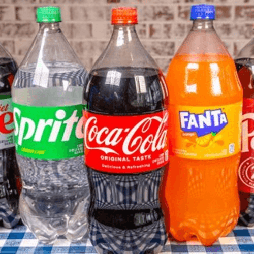 Assorted 2L Soda Bottles.