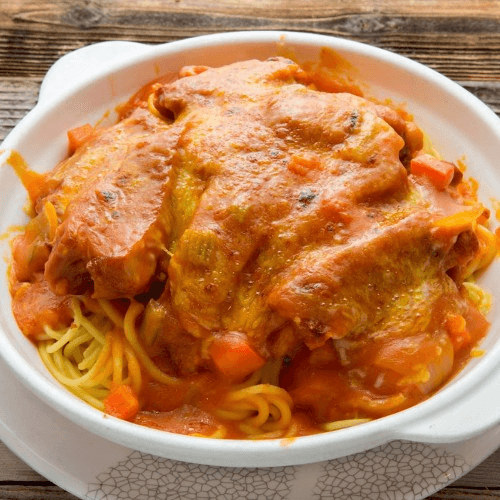 B03 Baked Pork Chop with Tomato Sauce 焗番茄豬扒 