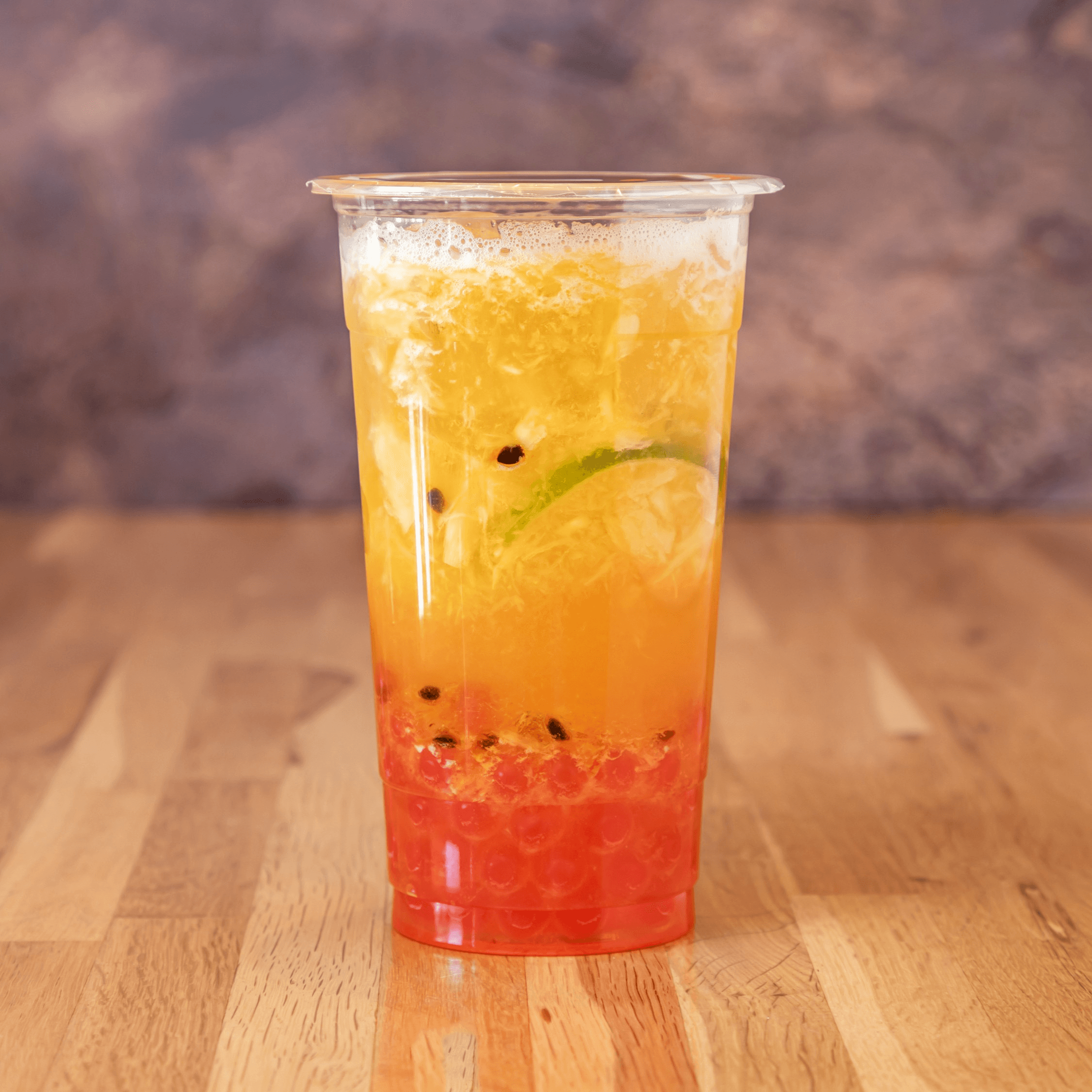 Pineapple Passion Fruit Tea with Boba.