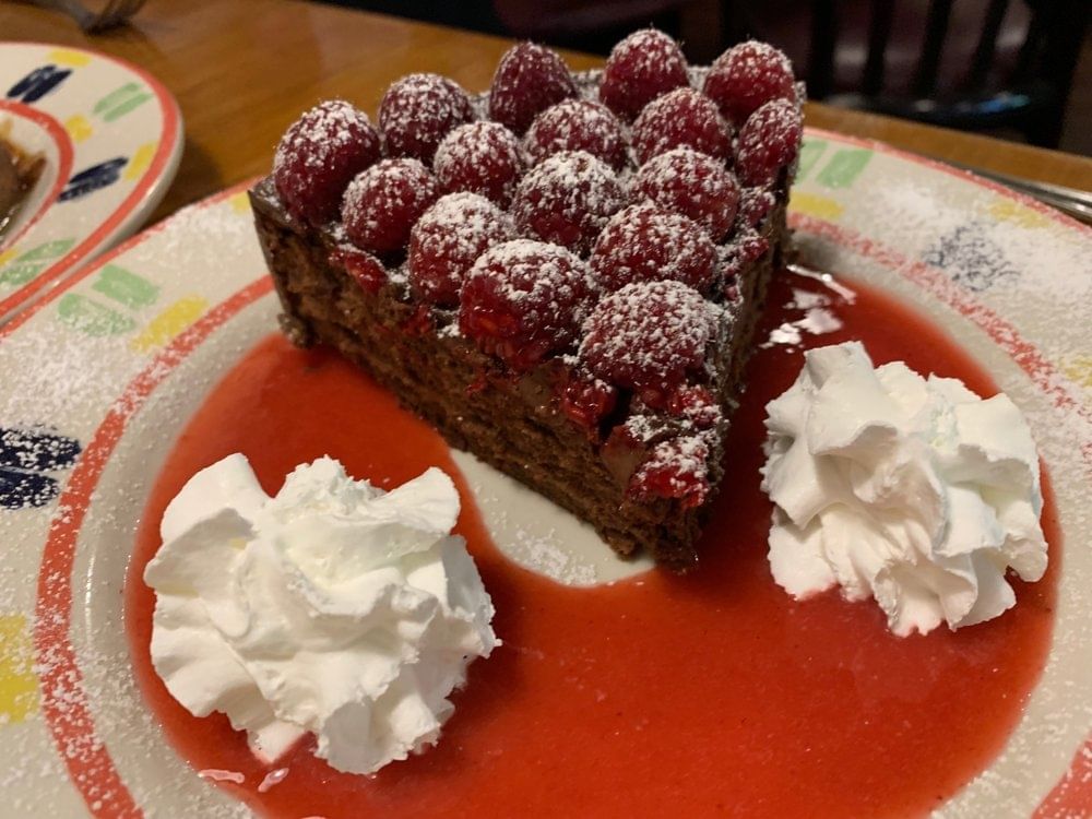 Triple Chocolate Cake & Raspberries.