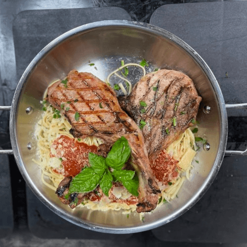 Tomahawk Pork Chops.