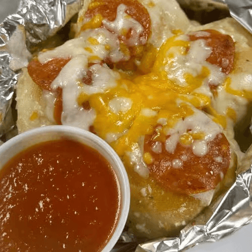 Garlic Knots with Pepperoni & Cheese.