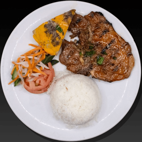 Grilled Pork Chop & Pork Loaf Rice Plate 