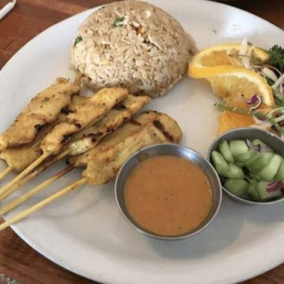 Chicken Satay w/ Fried Rice.