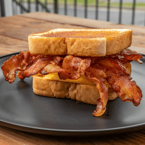 BACON, EGG & CHEESE SANDWICH.