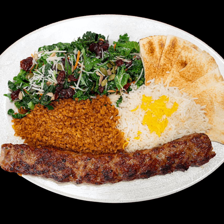 #9) Lamb Koobideh Plate.