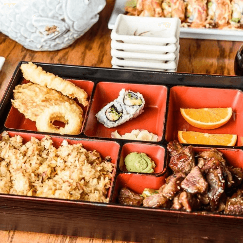 Steak & Shrimp Bento Box.