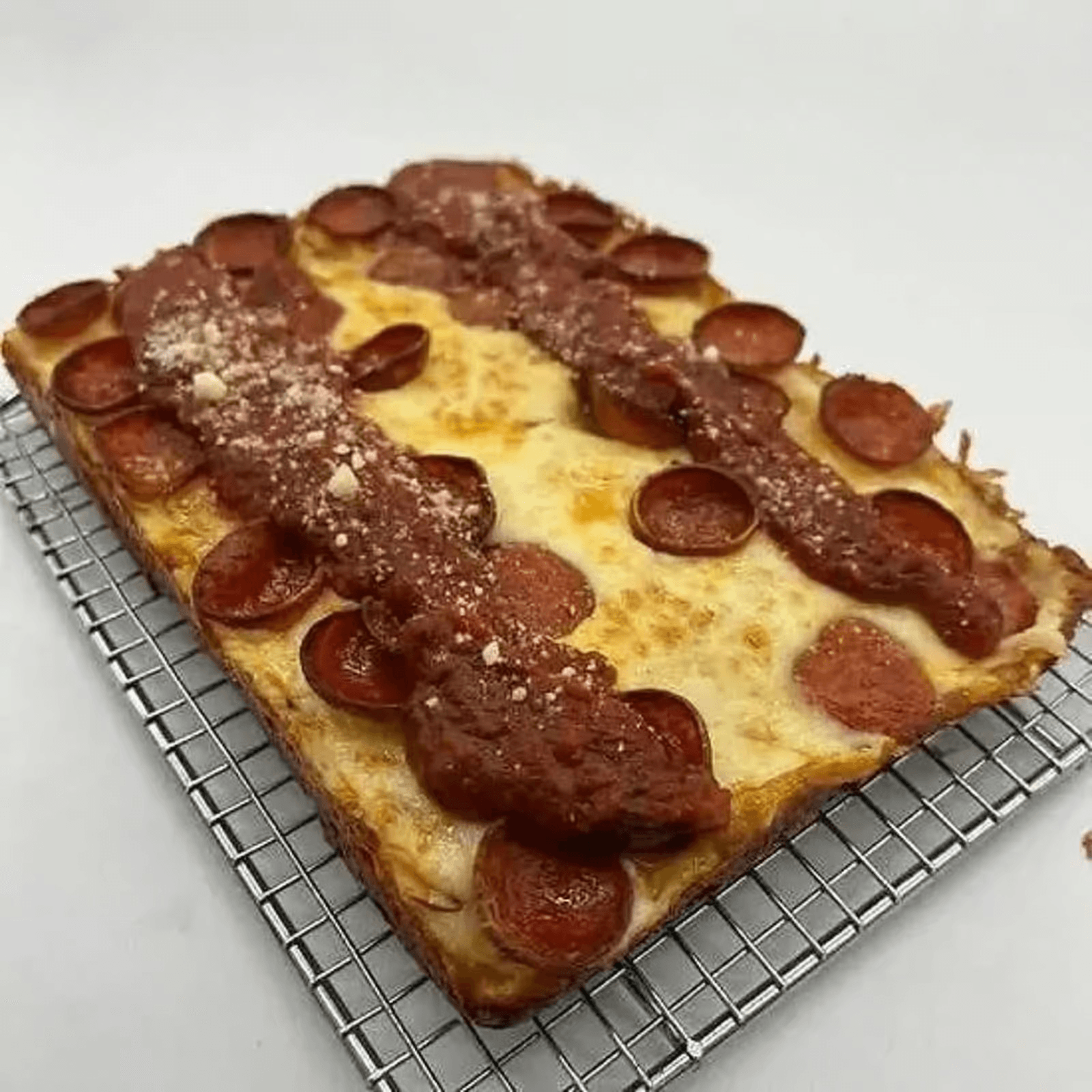 Pepperoni Detroit Pizza.