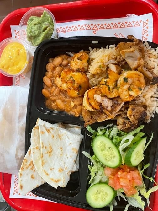 Half Chicken and Half Shrimp Platter.