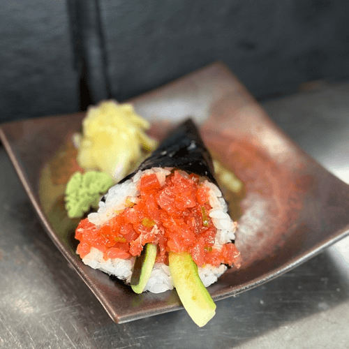 Spicy tuna cucumber hand roll