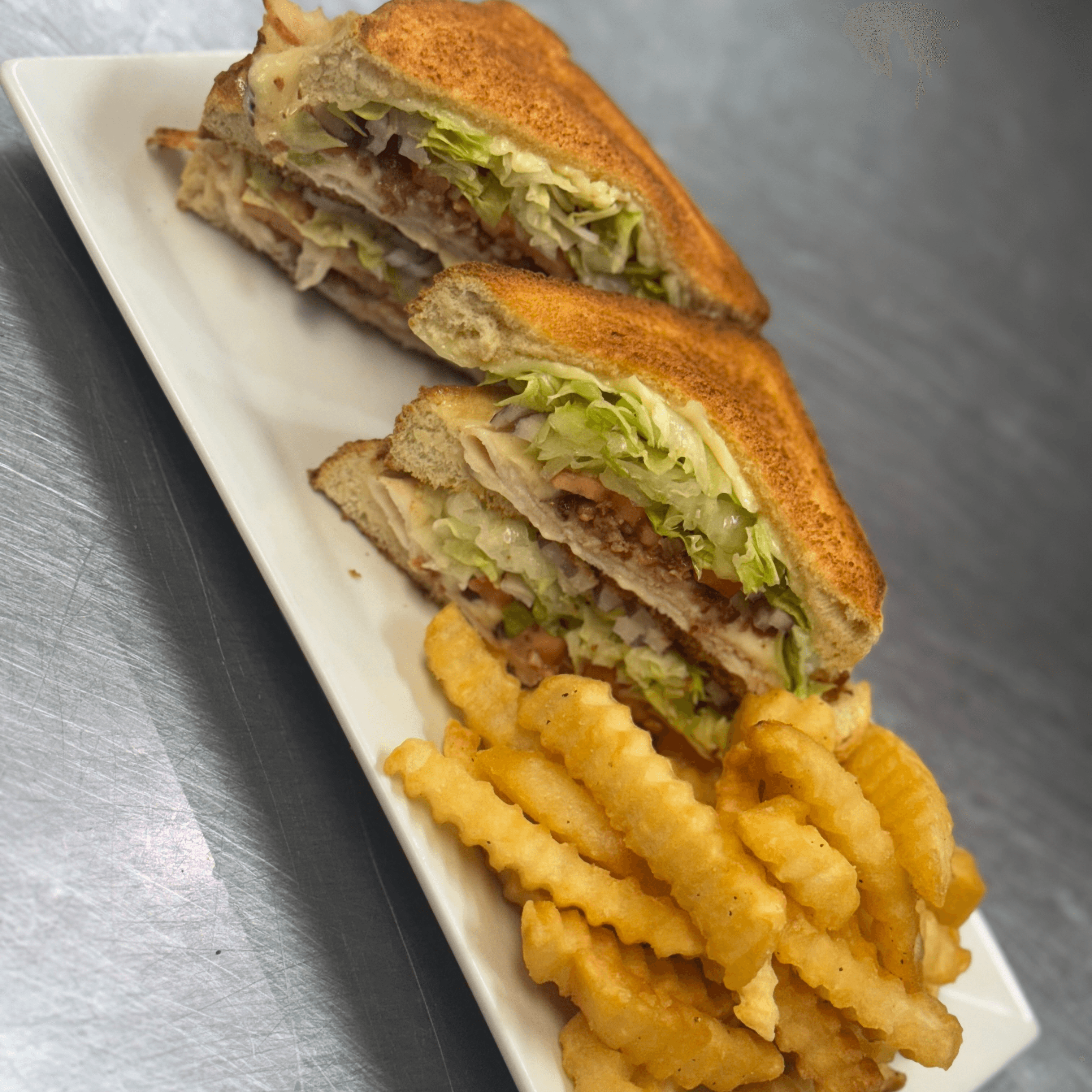 Lunch - Turkey Club & French Fries.