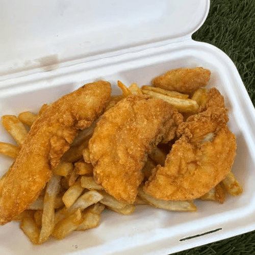 Chicken Tenders, Fries and a Drink.