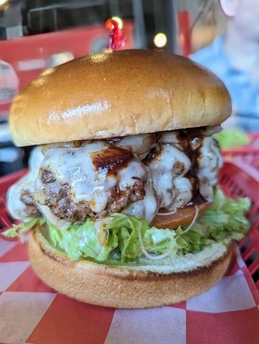 The Rainbow Mushroom Stuffed Burger.