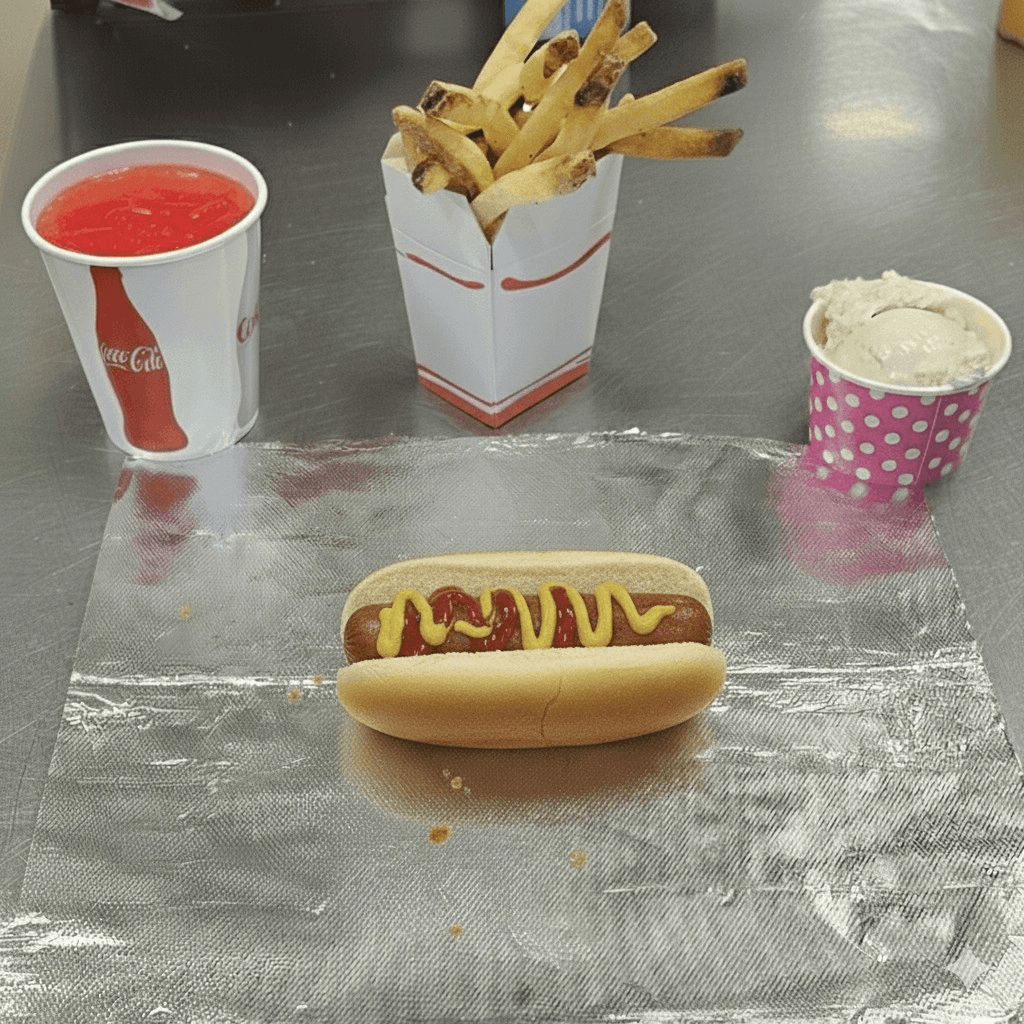Kids Hot Dog FRIES, KIDS DRINK, KIDS ICECREAM.