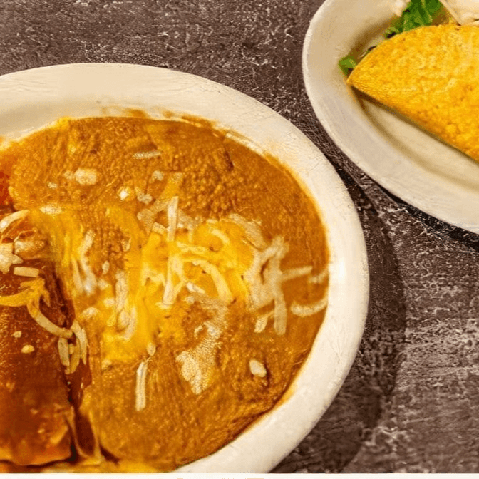 G. One Beef Enchilada, 1 Tamale and Beef Taco Combo Plate.