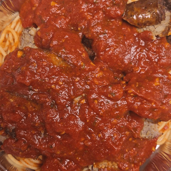 SPAGHETTI WITH SAUSAGE.